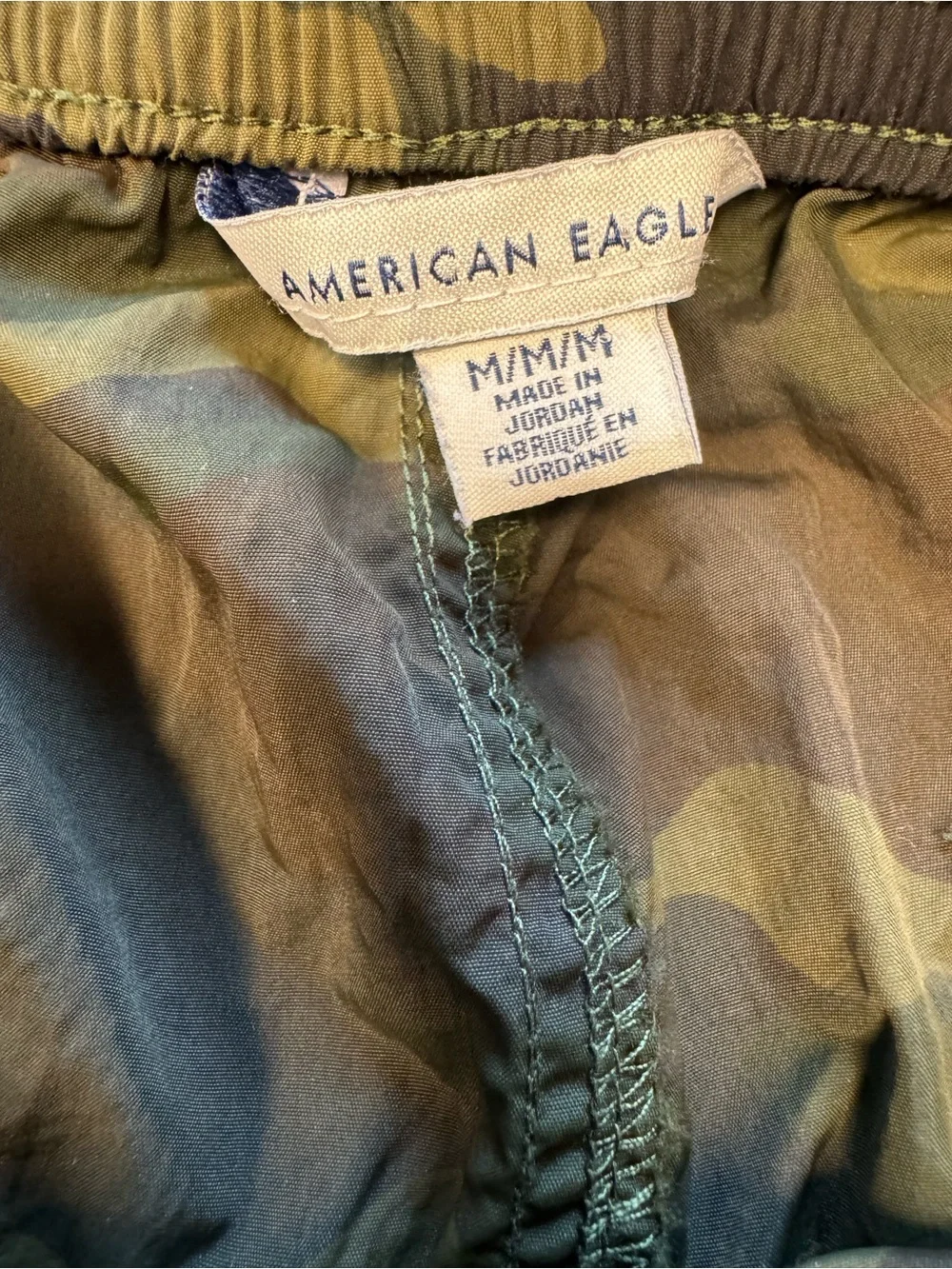 American Eagle Women’s Camo Nylon Shorts – Size M, Like New, Minor Flaw